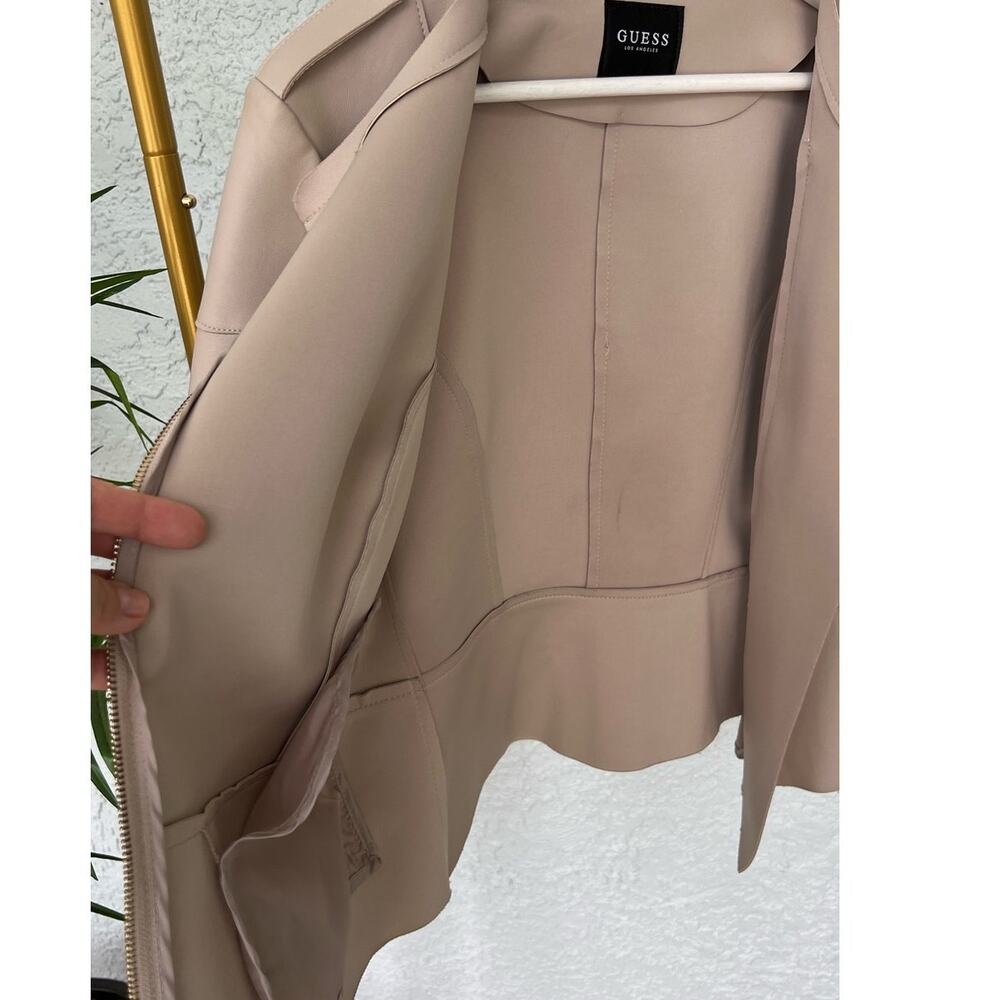 Guess Cream Tan Vegan Leather Biker Jacket – Size Medium w Flaws - Picture 11 of 14